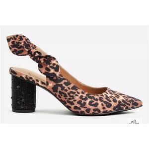 Torrid Betsey Johnson Heels Size 9.5W Leopard Black Rhinestone Block Heel